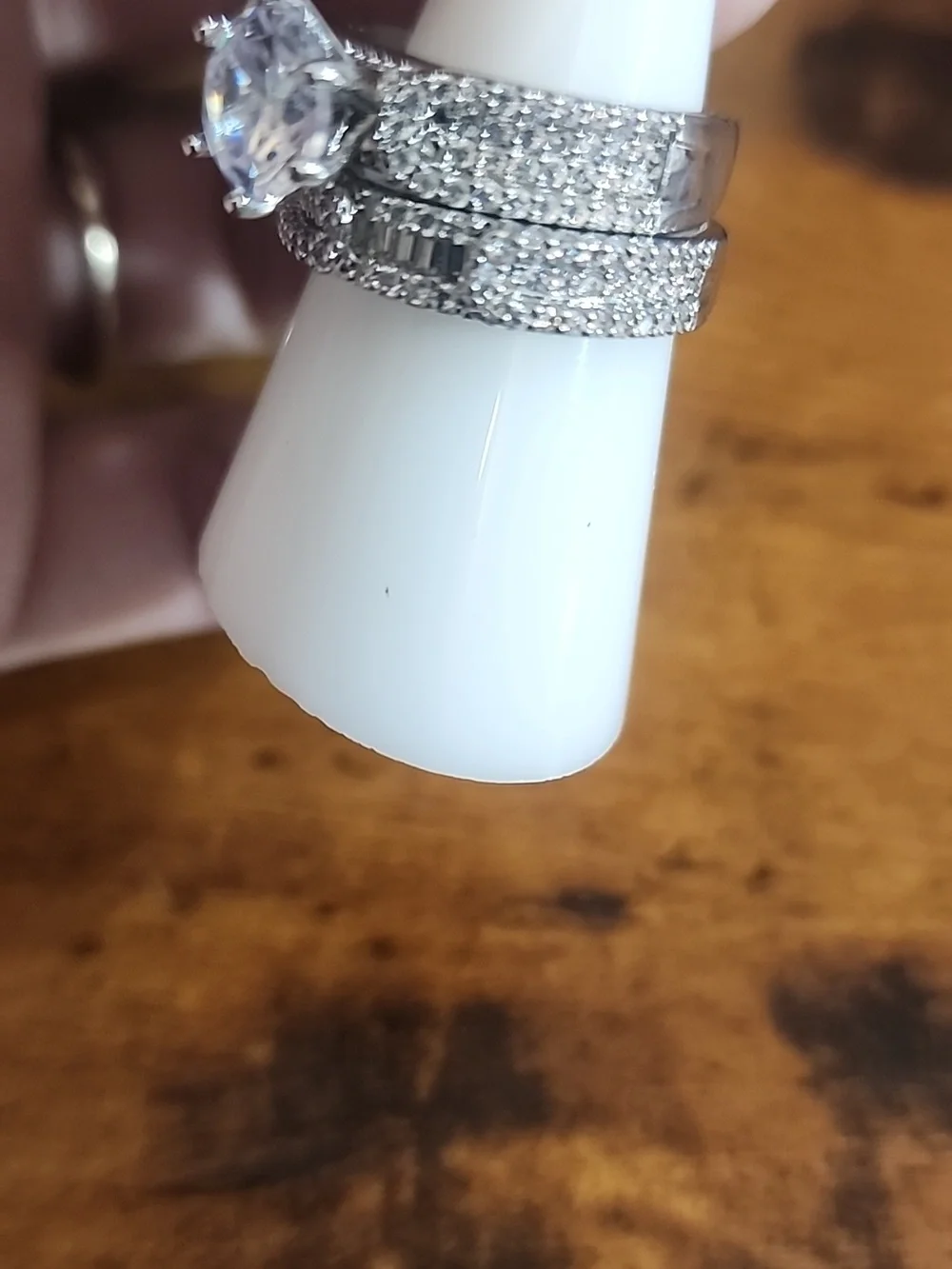 Size 8 2 Pcs Rings Luxury Fully Rhinestone engagement Runs suitable For Wedding